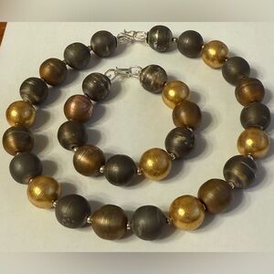 Vintage Jan Suchodolski 925, Copper & Gold-Plated Necklace and Bracelet Set